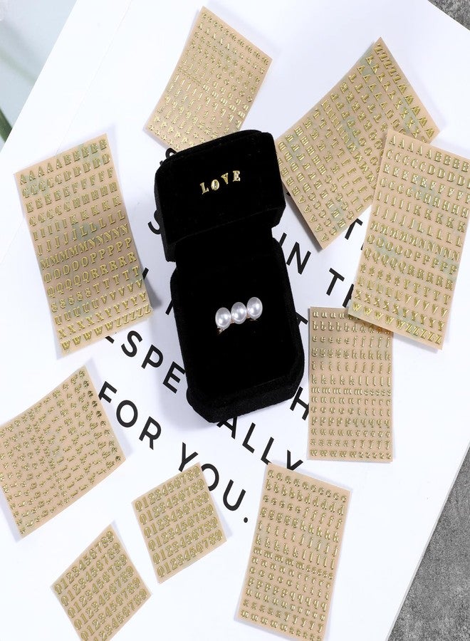 Aeaocvo 12 Sheets 0.12 inch Small Nail Letter Stickers, Mini Letter Nail Stickers and Number Sticker Glitter Alloy Self Adhesive Gold Sticker Letters for DIY Crafts Scrapbook - Image 5